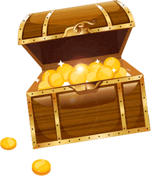 treasure chest with golden coins of slottomat